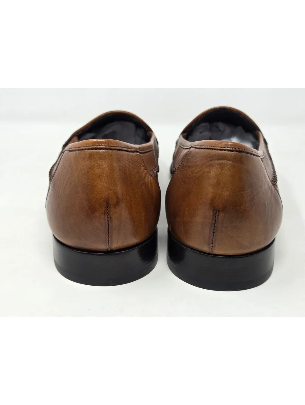 Bragano Men's Brown Leather Woven Moc Toe Loafers Size 15 M